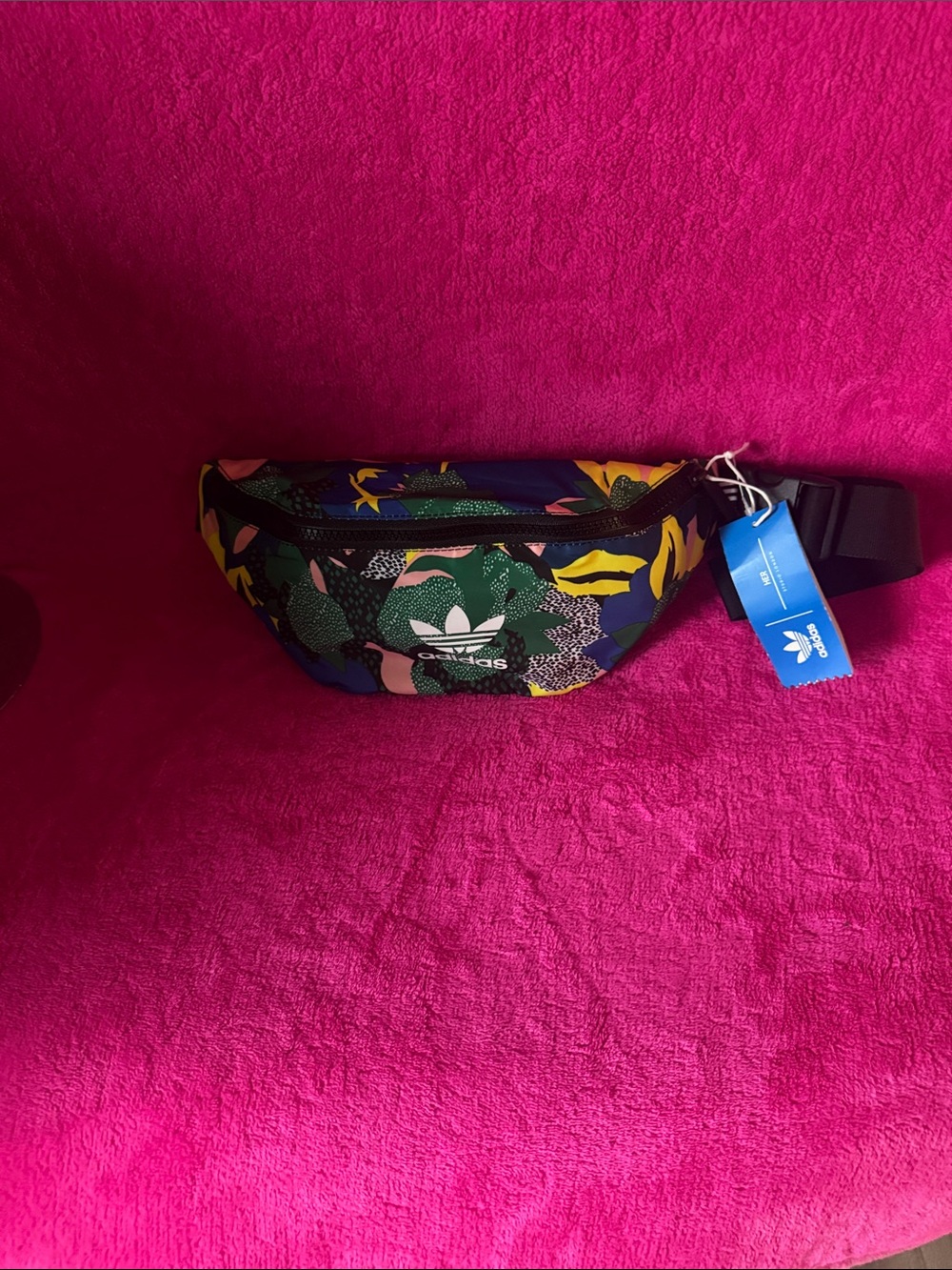 NWT - Adidas Navy Floral Waist Pack with Yellow, Green and Pink Accents
